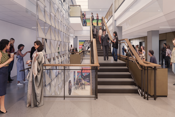 Rendering of staircase inside UIW's Founders Hall